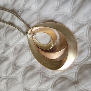 NWOT  Two-Tone Circles of Life Pendant Necklace  Brushed Rose gold/Sliver tones